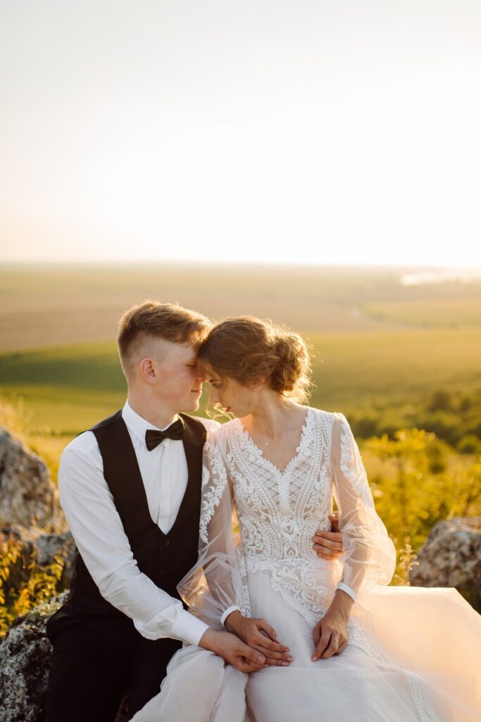 Young wedding couple