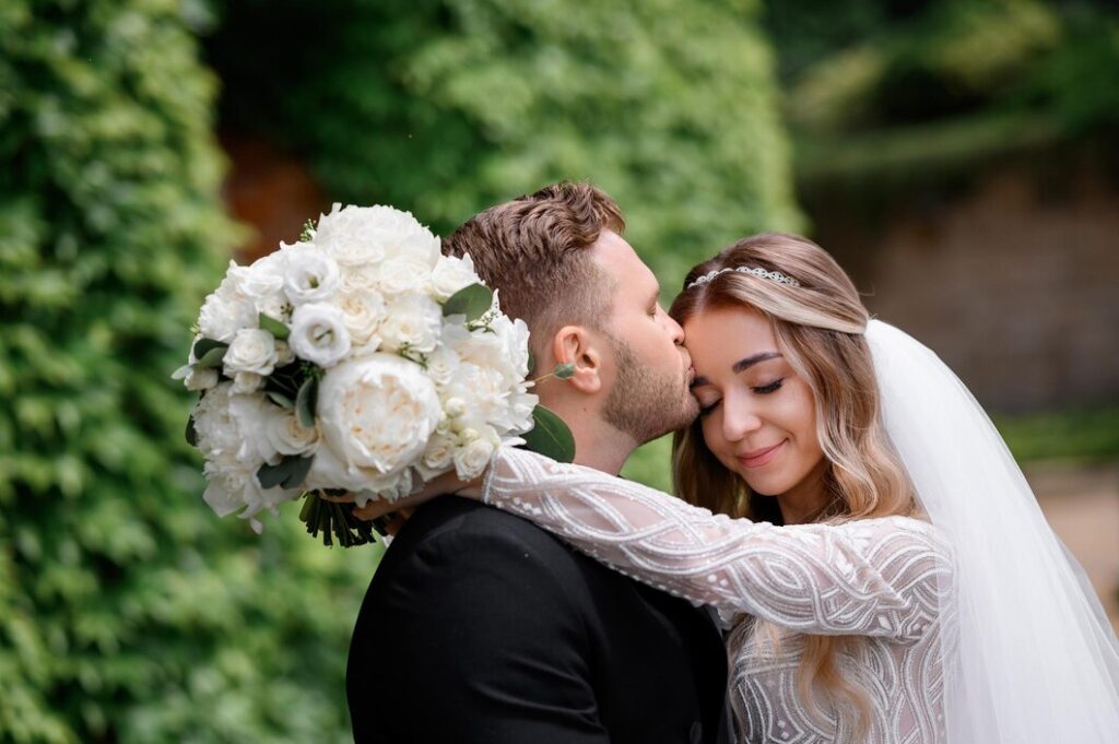 bearded groom and bride
